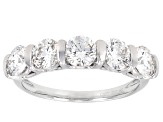 Round White Lab-Grown Diamond H SI1 Rhodium Over Sterling Silver Ring 2.00ctw