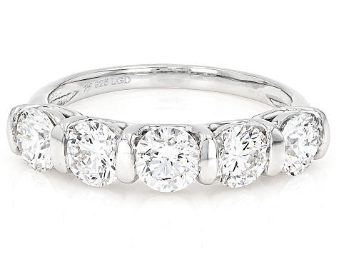 Round White Lab-Grown Diamond H SI1 Rhodium Over Sterling Silver Ring 2.00ctw