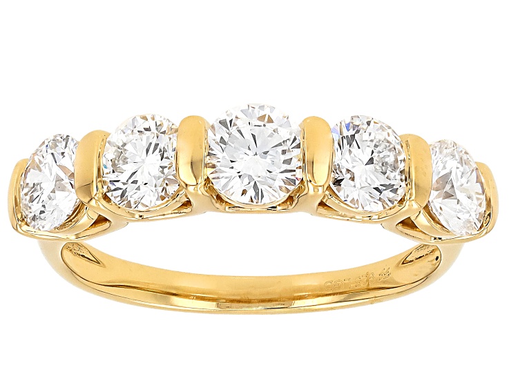 Round White Lab-Grown Diamond H SI1 14K Yellow Gold Over Sterling Silver Ring 2.00ctw