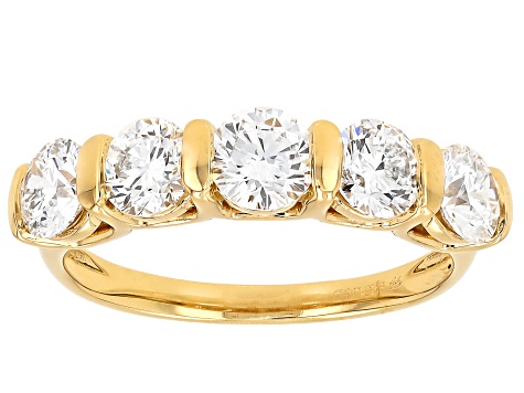 Round White Lab-Grown Diamond H SI1 14K Yellow Gold Over Sterling Silver Ring 2.00ctw