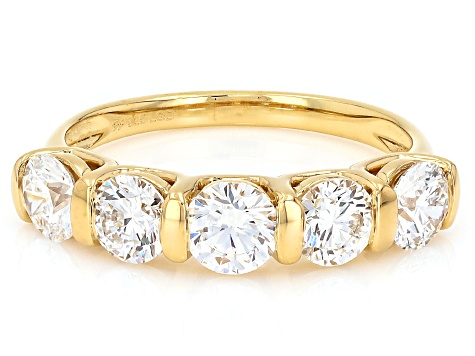 Round White Lab-Grown Diamond H SI1 14K Yellow Gold Over Sterling Silver Ring 2.00ctw