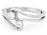 Round White Lab-Grown Diamond G-H SI Rhodium Over Sterling Silver 2-Stone Bypass Ring 0.30ctw