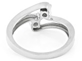 Round White Lab-Grown Diamond G-H SI Rhodium Over Sterling Silver 2-Stone Bypass Ring 0.30ctw