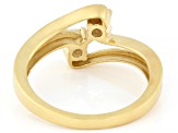 Round White Lab-Grown Diamond G-H SI 14K Yellow Gold Over Silver 2-Stone Bypass Ring 0.30ctw