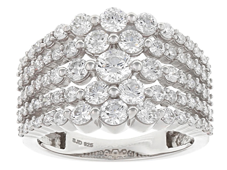 Round White Lab-Grown Diamond G-H SI Rhodium Over Sterling Silver Ring 2.10ctw