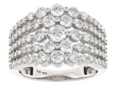 Round White Lab-Grown Diamond G-H SI Rhodium Over Sterling Silver Ring 2.10ctw