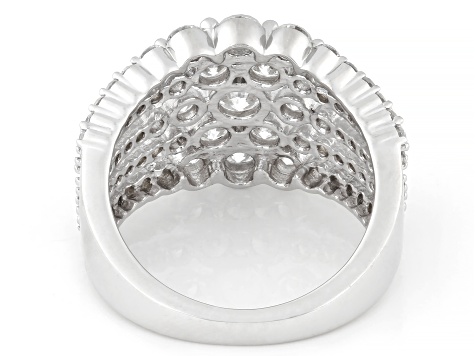 Round White Lab-Grown Diamond G-H SI Rhodium Over Sterling Silver Ring 2.10ctw