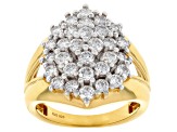 Round White Lab-Grown Diamond G-H SI 14K Yellow Gold Over Sterling Silver Cluster Ring 1.85ctw