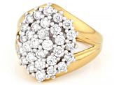 Round White Lab-Grown Diamond G-H SI 14K Yellow Gold Over Sterling Silver Cluster Ring 1.85ctw