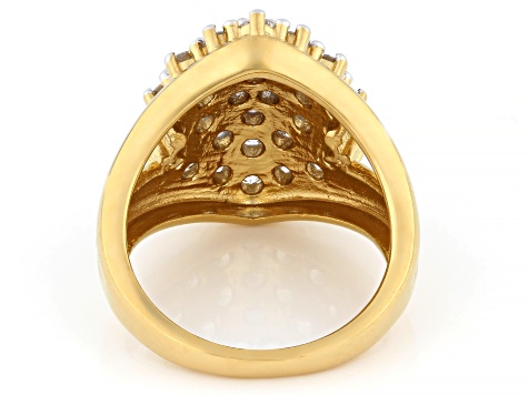 Round White Lab-Grown Diamond G-H SI 14K Yellow Gold Over Sterling Silver Cluster Ring 1.85ctw