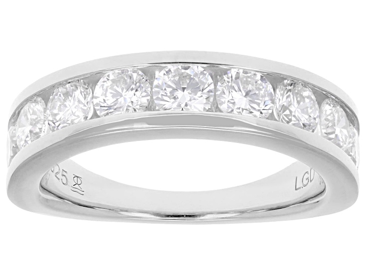 Round White Lab-Grown Diamond H SI Rhodium Over Sterling Silver Band Ring 2.00ctw