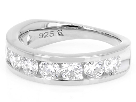 Round White Lab-Grown Diamond H SI Rhodium Over Sterling Silver Band Ring 2.00ctw