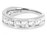 Round White Lab-Grown Diamond H SI Rhodium Over Sterling Silver Band Ring 2.00ctw