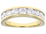 Round White Lab-Grown Diamond H SI 14K Yellow Gold Over Sterling Silver Band Ring 2.00ctw