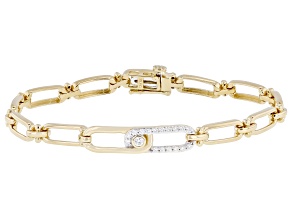 Round White Lab-Grown Diamond F-G SI 14K Yellow Gold Over Sterling Silver Bracelet 0.25ctw