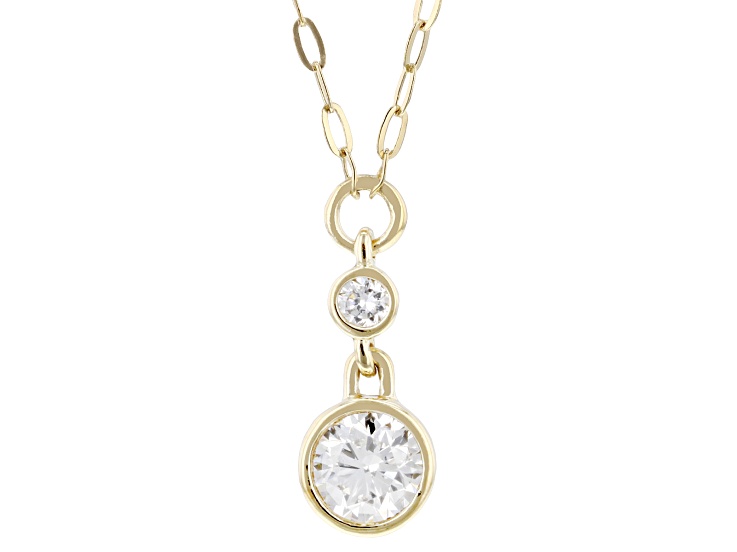 Round White Lab-Grown Diamond F-G VS 14K Yellow Gold Over Sterling Silver Necklace 1.00ctw