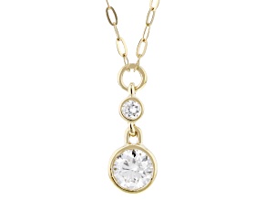 Round White Lab-Grown Diamond F-G VS 14K Yellow Gold Over Sterling Silver Necklace 1.00ctw