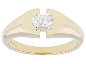 Oval White Lab-Grown Diamond F-G VS 14K Yellow Gold Over Sterling Silver Solitaire Ring 0.33ct