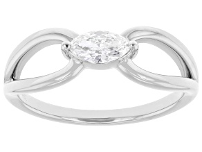 Marquise White Lab-Grown Diamond F-G VS Rhodium Over Sterling Silver Solitaire Ring 0.30ct