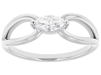 Picture of Marquise White Lab-Grown Diamond F-G VS Rhodium Over Sterling Silver Solitaire Ring 0.30ct