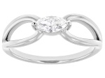 Marquise White Lab-Grown Diamond F-G VS Rhodium Over Sterling Silver Solitaire Ring 0.30ct