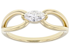 Marquise White Lab-Grown Diamond F-G VS 14K Yellow Gold Over Sterling Silver Solitaire Ring 0.30ct