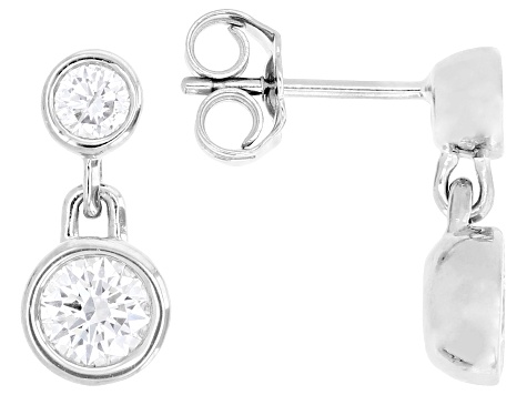 Round White Lab-Grown Diamond F-G VS Rhodium Over Sterling Silver Earrings 1.00ctw