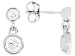 Round White Lab-Grown Diamond F-G VS Rhodium Over Sterling Silver Earrings 1.00ctw