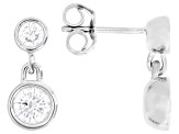 Round White Lab-Grown Diamond F-G VS Rhodium Over Sterling Silver Earrings 1.00ctw