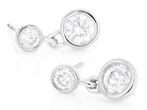 Round White Lab-Grown Diamond F-G VS Rhodium Over Sterling Silver Earrings 1.00ctw