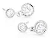 Round White Lab-Grown Diamond F-G VS Rhodium Over Sterling Silver Earrings 1.00ctw
