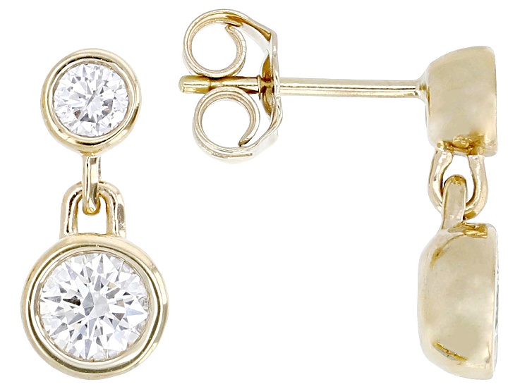 Round White Lab-Grown Diamond F-G VS 14K Yellow Gold Over Sterling Silver Earrings 1.00ctw
