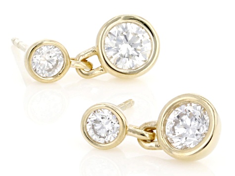 Round White Lab-Grown Diamond F-G VS 14K Yellow Gold Over Sterling Silver Earrings 1.00ctw