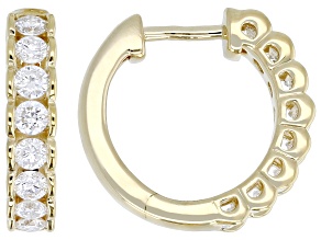 Round White Lab-Grown Diamond F-G SI 14K Yellow Gold Over Sterling Silver Huggie Earrings 1.00ctw