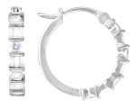 Baguette and Round Lab-Grown Diamond F-G VS Rhodium Over Sterling Silver Huggie Earrings 0.50ctw