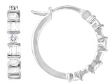 Baguette and Round Lab-Grown Diamond F-G VS Rhodium Over Sterling Silver Huggie Earrings 0.50ctw