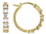Baguette and Round Lab-Grown Diamond F-G VS 14K YG Over Sterling Silver Huggie Earrings 0.50ctw