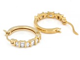 Baguette and Round Lab-Grown Diamond F-G VS 14K YG Over Sterling Silver Huggie Earrings 0.50ctw