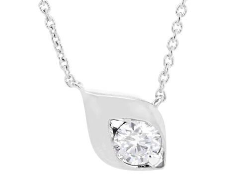 Round White Lab-Grown Diamond F-G VS Rhodium Over Sterling Silver Necklace 0.25ct