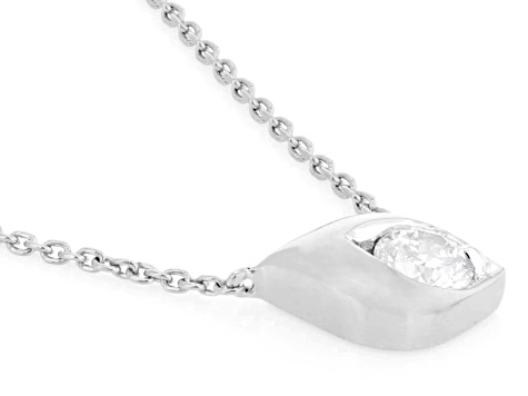 Round White Lab-Grown Diamond F-G VS Rhodium Over Sterling Silver Necklace 0.25ct
