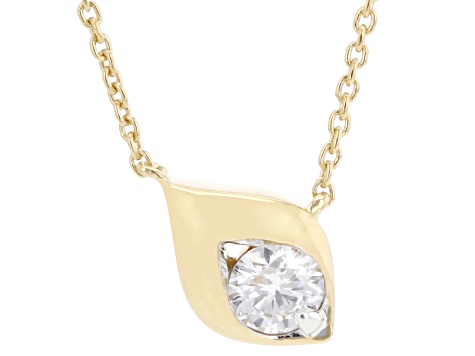 Round White Lab-Grown Diamond F-G VS 14K Yellow Gold Over Sterling Silver Necklace 0.25ct