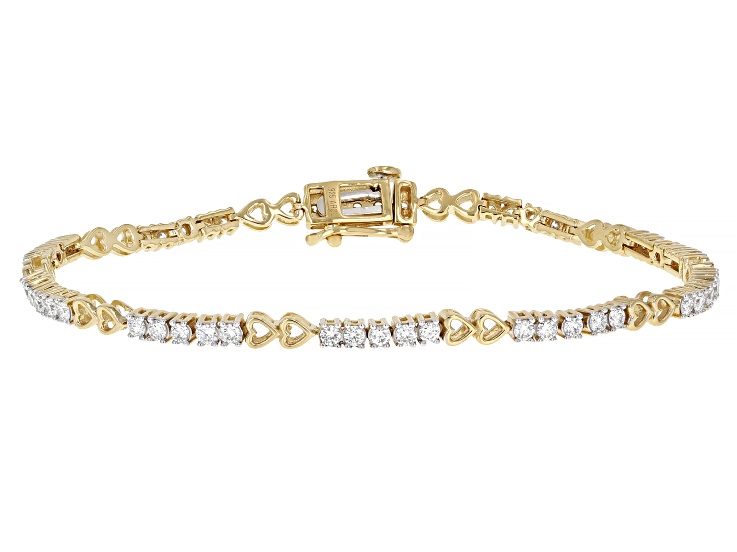 Round White Lab-Grown Diamond F-G SI 14K Yellow Gold Over Sterling Silver Tennis Bracelet 1.50ctw