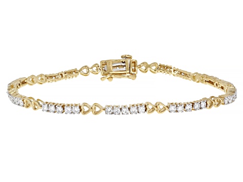 Round White Lab-Grown Diamond F-G SI 14K Yellow Gold Over Sterling Silver Tennis Bracelet 1.50ctw