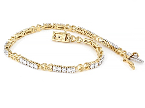 Round White Lab-Grown Diamond F-G SI 14K Yellow Gold Over Sterling Silver Tennis Bracelet 1.50ctw