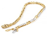 Round White Lab-Grown Diamond F-G SI 14K Yellow Gold Over Sterling Silver Tennis Bracelet 1.50ctw