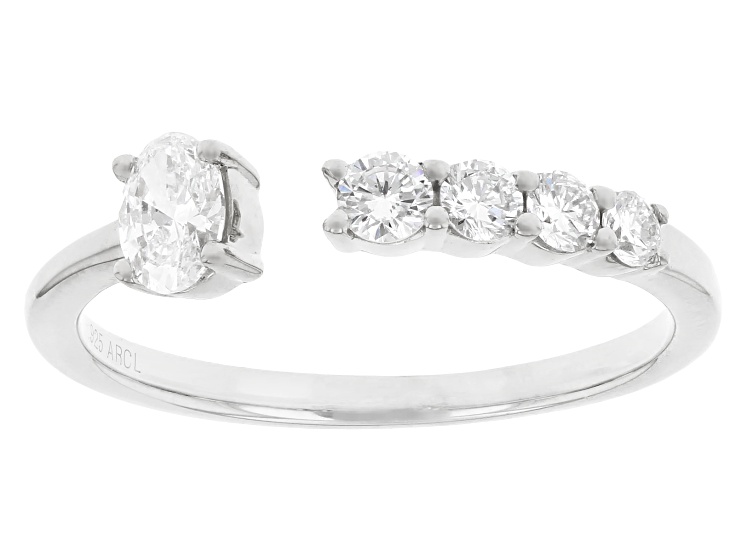 Oval and Round White Lab-Grown Diamond F-G VS Rhodium Over