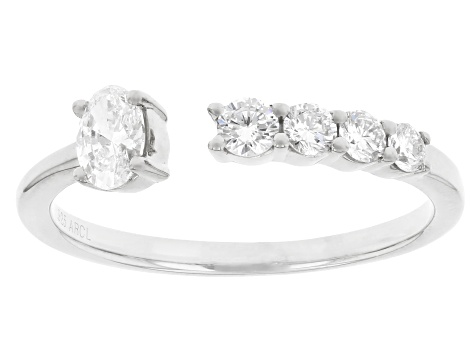 Oval and Round White Lab-Grown Diamond F-G VS Rhodium Over Sterling Silver Ring 0.50ctw