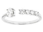 Oval and Round White Lab-Grown Diamond F-G VS Rhodium Over Sterling Silver Ring 0.50ctw