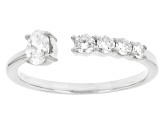 Oval and Round White Lab-Grown Diamond F-G VS Rhodium Over Sterling Silver Ring 0.50ctw