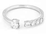 Oval and Round White Lab-Grown Diamond F-G VS Rhodium Over Sterling Silver Ring 0.50ctw